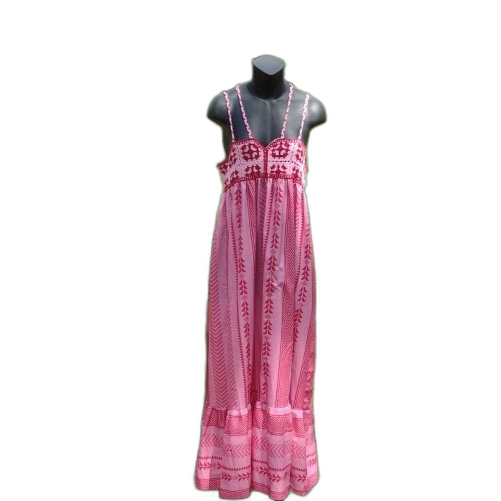 Pink and Red Crocheted Bodice Maxi Dress Size Small